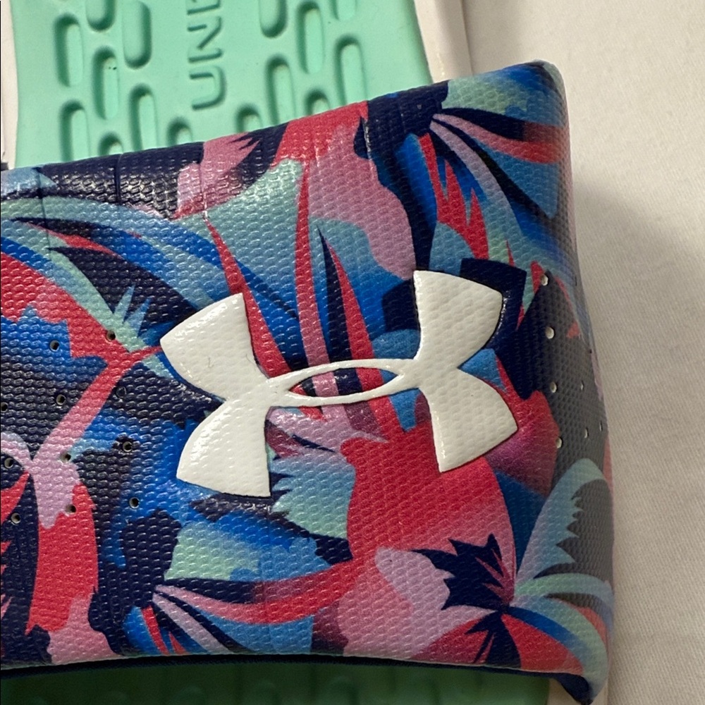 Under Armour Tropical Slide Sandals - Blue pink green size 8 slide on - Picture 2 of 12